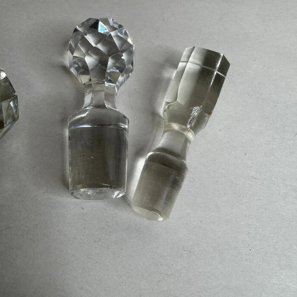 Vintage Clear Cut Glass Decanter Stoppers Lot of 5 Replacement Parts Mixed Style